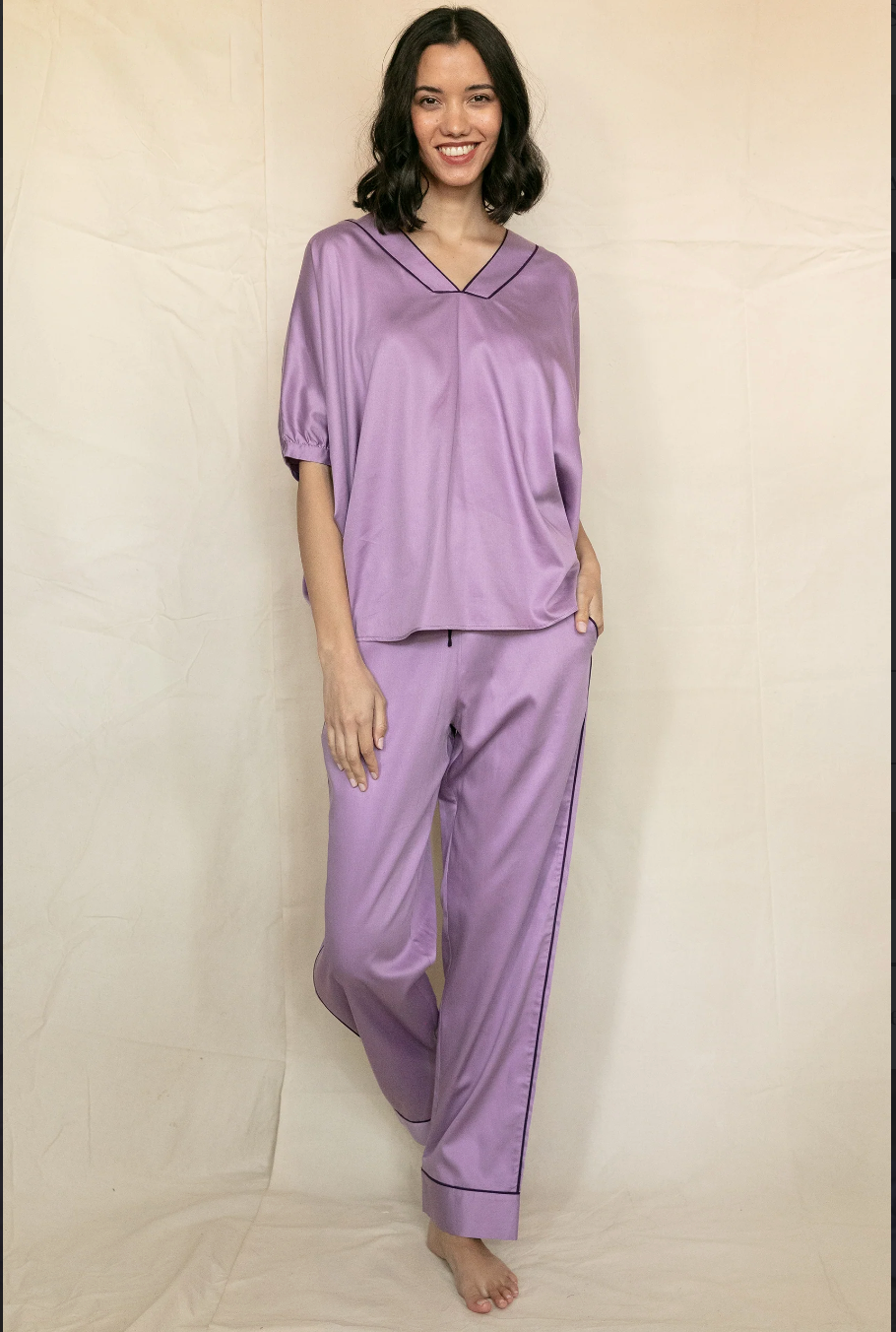 Luxury Cotton Pajamas for Women - Lilac