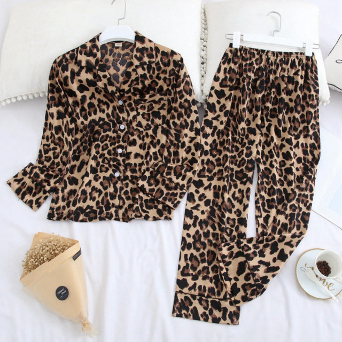 Silk Pajamas for Women  - Leopard print Silk Pajamas