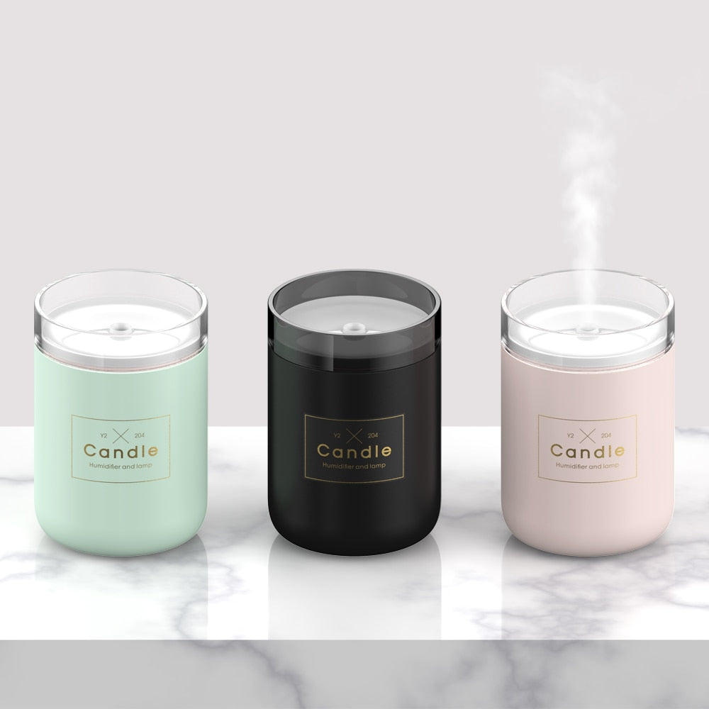 Air Humidifier LED Candle Essential Oil Diffuser